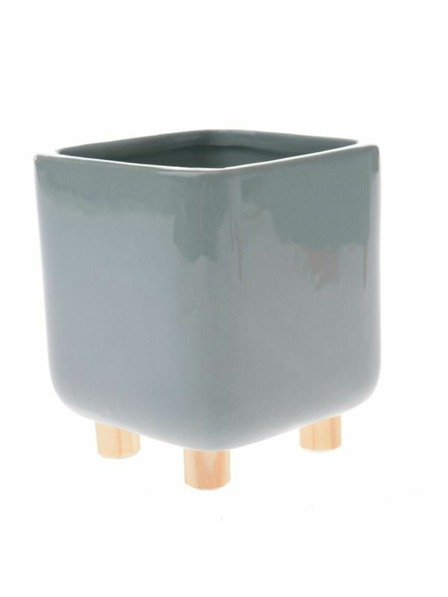 Casa de Engel Keramički poklopac za saksiju s drvenim nogicama, svjetlozeleni, 0/24