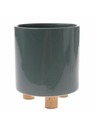 Casa de Engel Keramička posuda za cvijeće s drvenim nogama, svijetlo zelena, 0/12