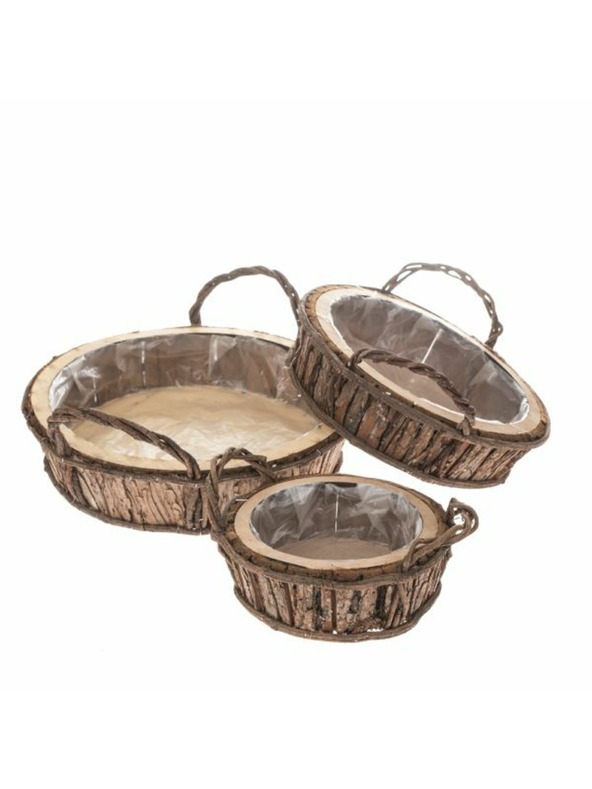 Casa de Engel Drvena posuda za cvijeće s PVC-om - set od 3 komada, 0/6