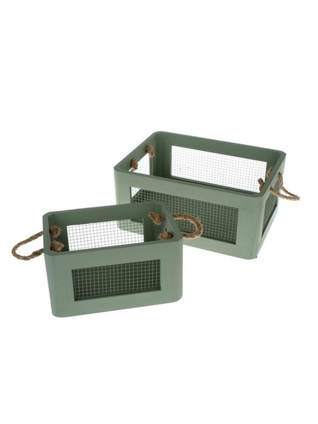 Casa de Engel Drvena kutija s mrežom, zelena - set od 2 komada, 0/8