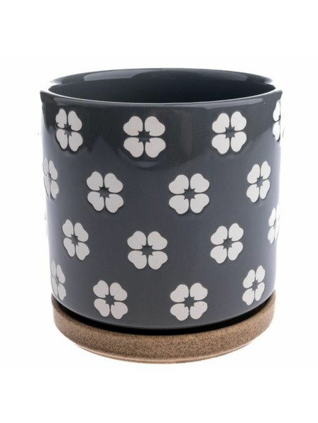 Casa de Engel Keramička posuda za cvijeće s podmetačem, siva, 0/12