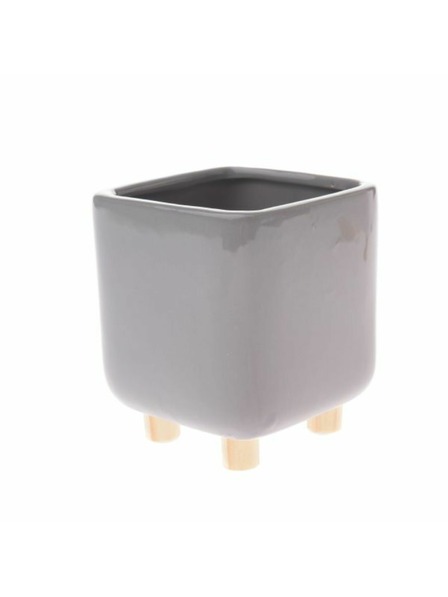 Casa de Engel Keramički poklopac za teglicu s drvenim nogama, sivi, 0/24