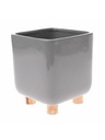 Casa de Engel Keramički pokrov za saksiju s drvenim nogicama, sivi, 0/8