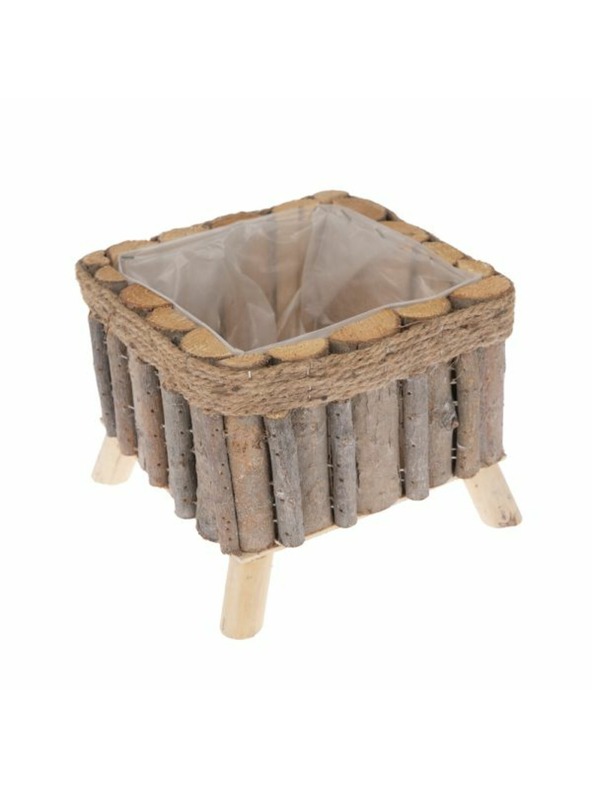 Casa de Engel Drvena posuda za cvijeće na nogama s PVC-om - kvadratna, 0/16