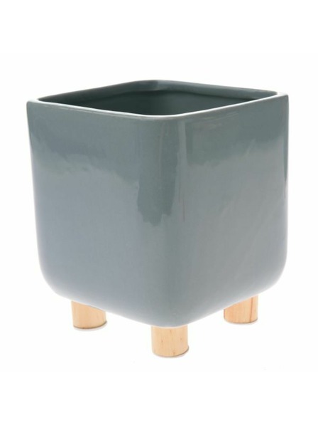 Casa de Engel Keramički poklopac za cvijeće s drvenim nogicama, svijetlozeleni, 0/8