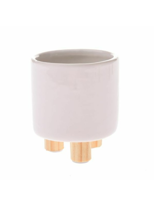 Casa de Engel Keramički lonac za cvijeće s drvenim nogama, bijeli, 0/48