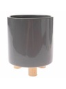 Casa de Engel Keramička saksija s drvenim nogicama, siva, 0/12