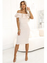 numoco 599-1 CARMEN Uske midi haljine u španjolskom stilu - bež
