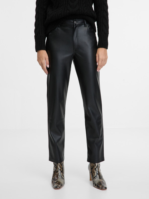 Orsay Smeđe ženske hlače od umjetne kože ORSAY