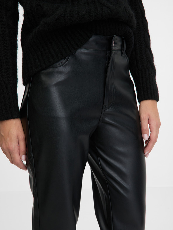 Orsay Smeđe ženske hlače od umjetne kože ORSAY