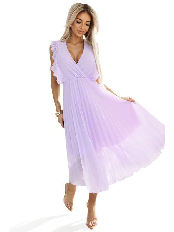 numoco 315-7 EMILY Plisirana haljina s volanima i izrezom - boja ljeskova