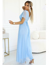 numoco 562-5 NASTIA Duge haljine s izrezom i kratkim rukavima - svijetloplava
