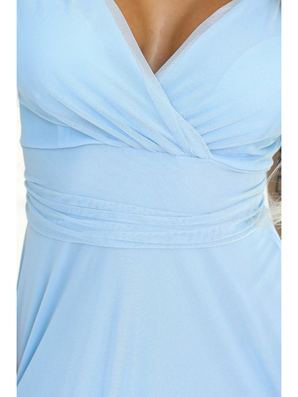 numoco 562-5 NASTIA Duge haljine s izrezom i kratkim rukavima - svijetloplava