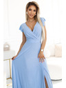 numoco 411-13 CRYSTAL blistave duge haljine s izrezom - svijetloplava sa šljokicama