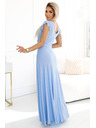 numoco 411-13 CRYSTAL blistave duge haljine s izrezom - svijetloplava sa šljokicama
