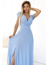 numoco 411-13 CRYSTAL blistave duge haljine s izrezom - svijetloplava sa šljokicama