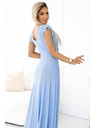numoco 411-13 CRYSTAL blistave duge haljine s izrezom - svijetloplava sa šljokicama