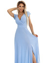 numoco 411-13 CRYSTAL blistave duge haljine s izrezom - svijetloplava sa šljokicama