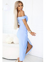 numoco 564-9 CALLIE Midi haljine s otkrivenim ramenima i dubokim izrezom - svijetloplava