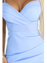numoco 564-9 CALLIE Midi haljine s otkrivenim ramenima i dubokim izrezom - svijetloplava
