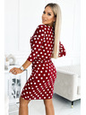 numoco 13-164 Sportske haljine s vezivanjem i džepovima - bordo + točkaste