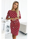 numoco 13-164 Sportske haljine s vezivanjem i džepovima - bordo + točkaste
