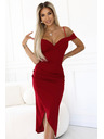 numoco 564-8 CALLIE Midi haljine s izrezom na ramenima - vinsko crvena