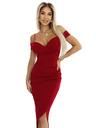 numoco 564-8 CALLIE Midi haljine s izrezom na ramenima - vinsko crvena