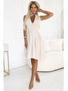 numoco 573-3 Ekskluzivne haljine s proširenim donjim dijelom i zlatnim zipom - bež
