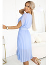 numoco 465-4 MIA Midi šifon haljina s Wide pojasom - svijetloplava