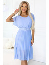 numoco 465-4 MIA Midi šifon haljina s Wide pojasom - svijetloplava