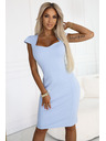 numoco 318-8 Elegantne midi haljine s lijepim izrezom - svijetloplava