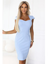 numoco 318-8 Elegantne midi haljine s lijepim izrezom - svijetloplava
