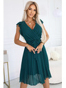 numoco 374-8 POLINA Nabrane haljine s izrezom i volanima - zelene