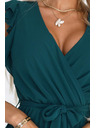 numoco 374-8 POLINA Nabrane haljine s izrezom i volanima - zelene