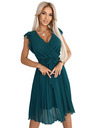 numoco 374-8 POLINA Nabrane haljine s izrezom i volanima - zelene
