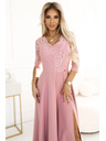 numoco Elegantne duge čipkaste haljine s izrezom Numoco