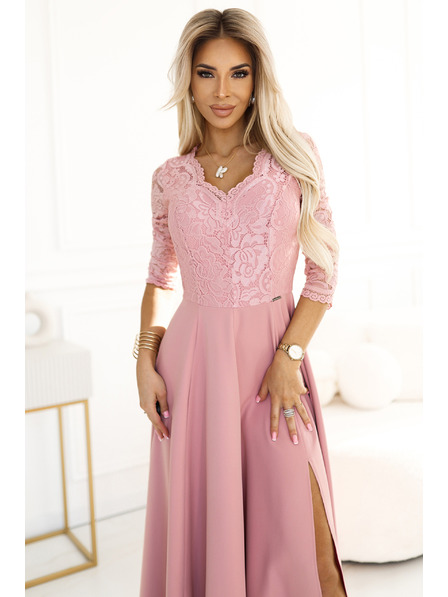 numoco Elegantne duge čipkaste haljine s izrezom Numoco