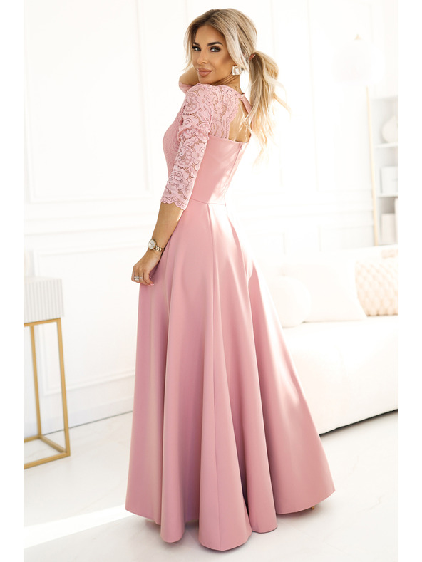 numoco Elegantne duge čipkaste haljine s izrezom Numoco