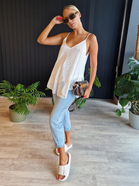 Edoti Ženska čipkasta majica u boho stilu SLR092 - bijela OTHER