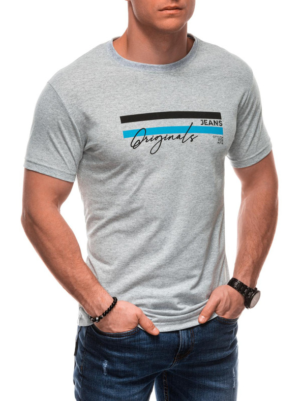 Edoti Muška majica s printom S2027 - siva OTHER