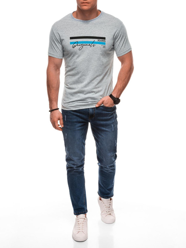 Edoti Muška majica s printom S2027 - siva OTHER