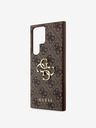 Guess PU 4G Metal Logo Zadní Kryt pro Samsung Galaxy S24 Ultra Brown Etui za telefon