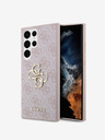 Guess PU 4G Metal Logo Zadní Kryt pro Samsung Galaxy S24 Ultra Pink Etui za telefon
