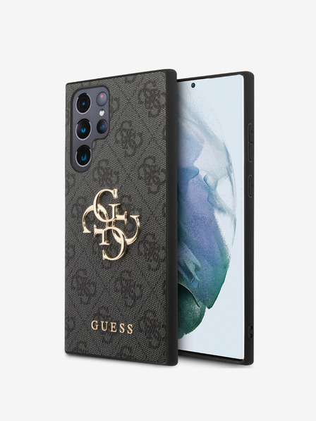 Guess PU 4G Metal Logo Zadní Kryt pro Samsung Galaxy S24 Ultra Grey Etui za telefon