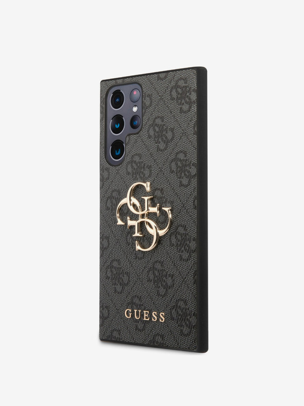 Guess PU 4G Metal Logo Zadní Kryt pro Samsung Galaxy S24 Ultra Grey Etui za telefon