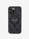 Guess PU Leather 4G Colored Ring MagSafe Zadní Kryt pro iPhone 15 Pro Black Etui za telefon