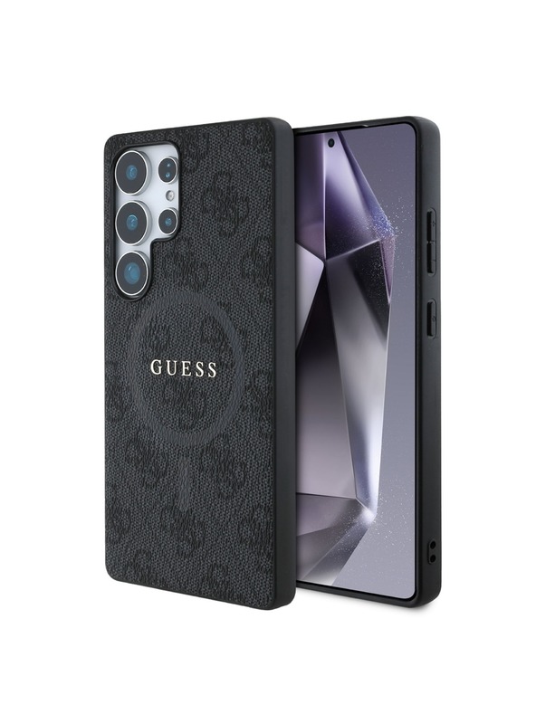 Guess PU Leather 4G Colored Ring MagSafe Zadní Kryt pro Samsung Galaxy S25 Ultra Black Etui za telefon
