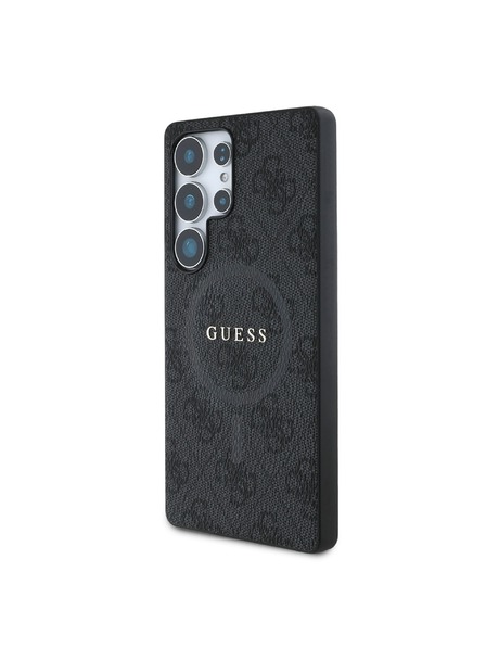 Guess PU Leather 4G Colored Ring MagSafe Zadní Kryt pro Samsung Galaxy S25 Ultra Black Etui za telefon