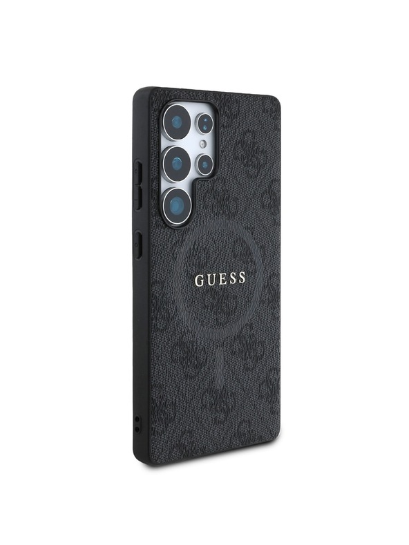 Guess PU Leather 4G Colored Ring MagSafe Zadní Kryt pro Samsung Galaxy S25 Ultra Black Etui za telefon